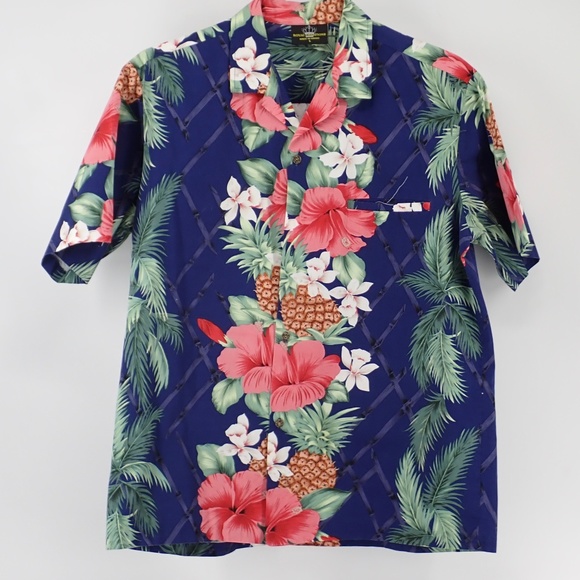 Royal Creations Other - Royal Creations Hawaii Men's Large Aloha Shirt Hibiscus Pineapple Orchid Vintage
